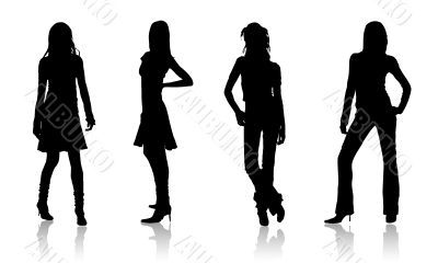Four fashion girls silhouettes