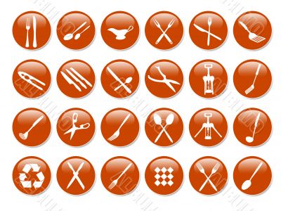Many brown kitchen icons
