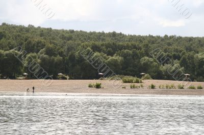 View on the river the Ob`, beach