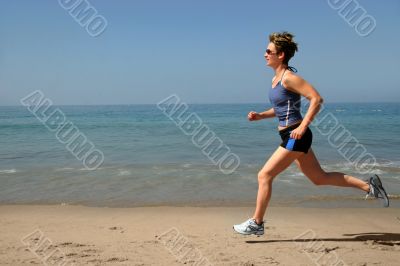 Exercising on the beach