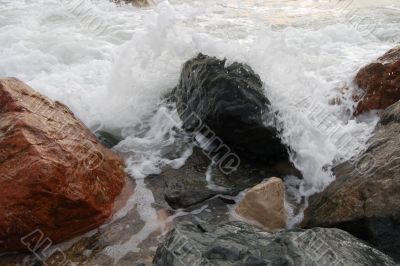 Wet sea stones