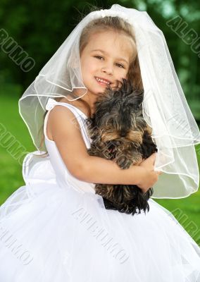 little bridesmaid with cute dog