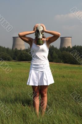 Girl in a gas mask