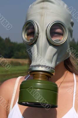 Girl in a gas mask