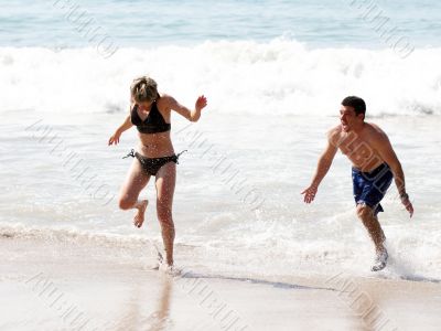 Playing on the beach
