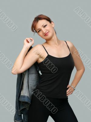 Woman with denim jacket