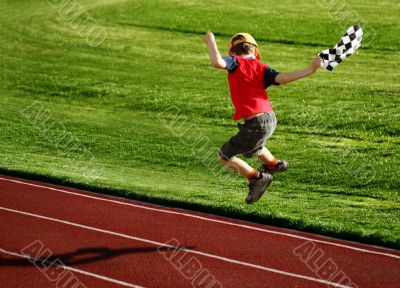 Boy on a racetrack