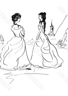 girls in long dress