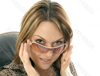 Portrait of the beautiful girl in sunglasses