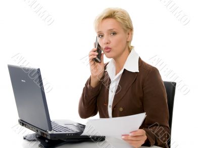 business woman speaks on the phone