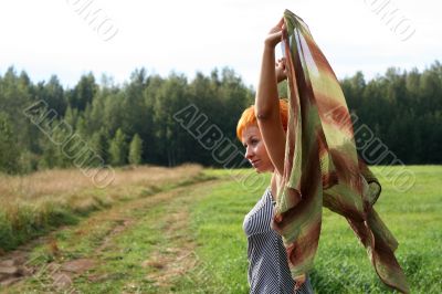 young woman with scarf