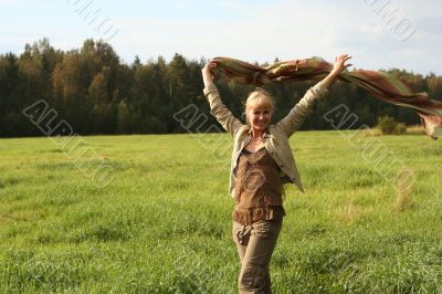 young woman with scarf