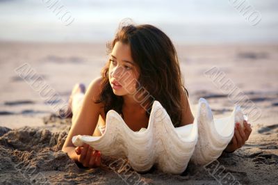 Girl with seashell