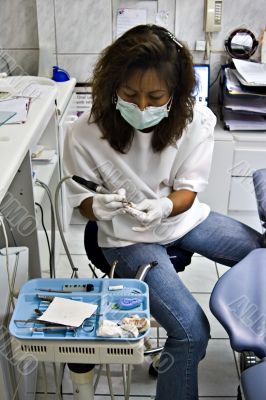 Dentist working