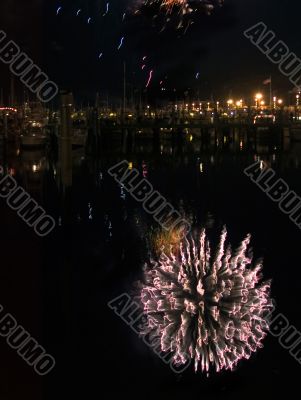 Fireworks reflection in the water