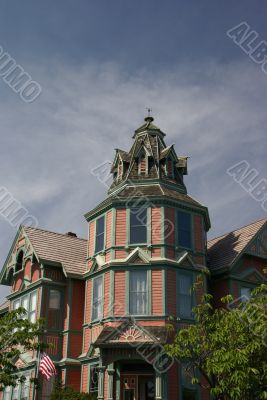 Detail, tower of Old Victorian house