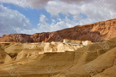 Multi-coloured mountains.
