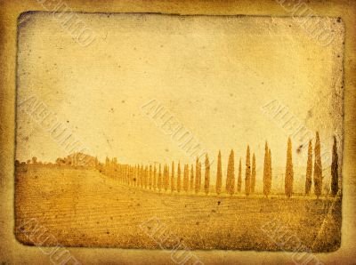 vintage postcard with classical tuscan view