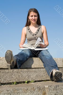 girl reads book