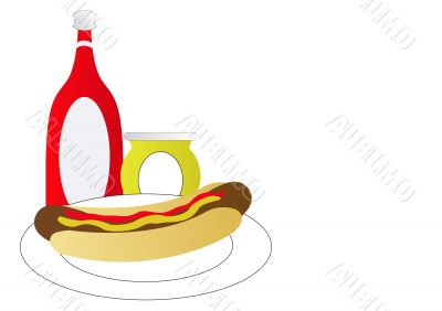 Hot Dog and Condiments