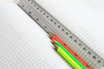 Rulers and color pencil
