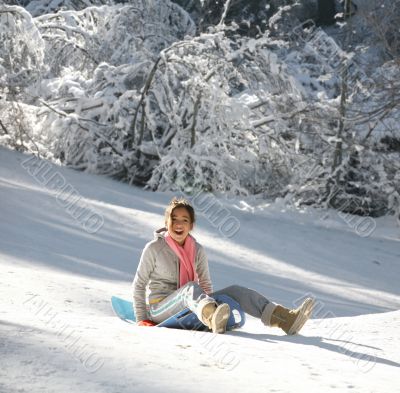 Girl on a sled