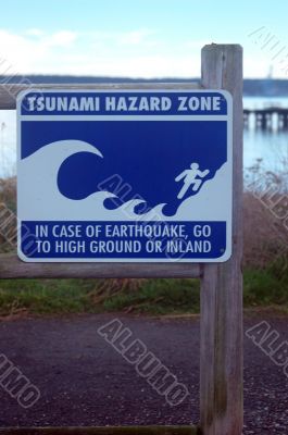 Tsunami hazard zone sign