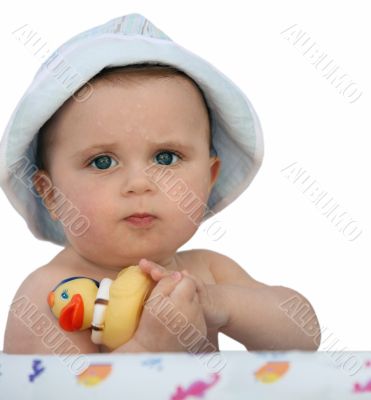 Baby with a rubber duck