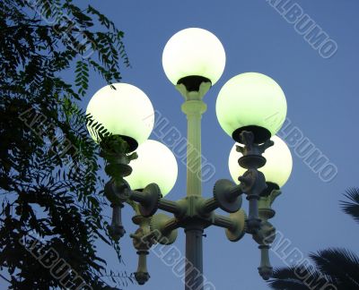 shone lanterns in the night sky