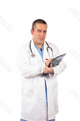 Male doctor writing