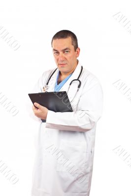 Male doctor writing