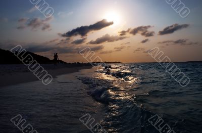 tropical resort sunset