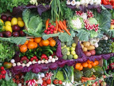 Colorful vegetables and fruits