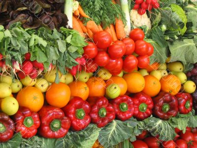 Colorful vegetables and fruits