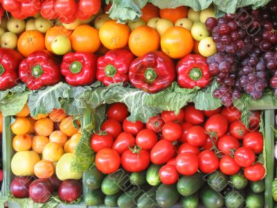 Colorful vegetables and fruits