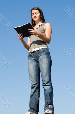 girl reads book