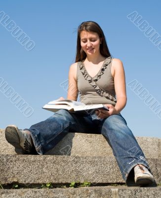 girl reads book