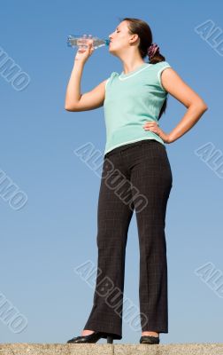woman drinks water