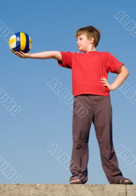 boy with volleyball ball