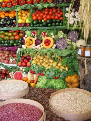 Colorful vegetables,fruits and beans