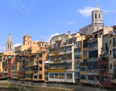 Old houses by the river in Girona (Spain)