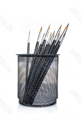 Paintbrushes in the basket