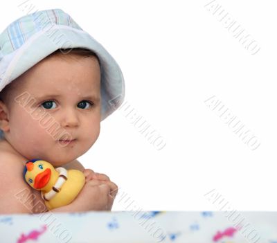 Baby with a rubber duck