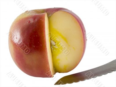 Fresh Fuji Apple and a knife