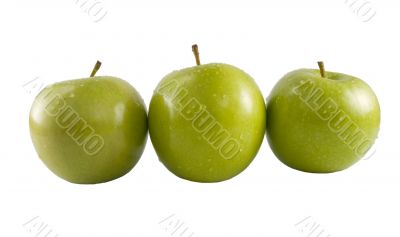 three fresh green apples