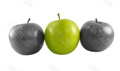 three fresh green apples