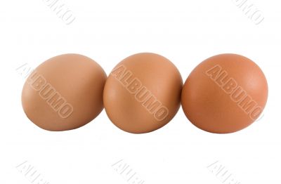 three brown eggs