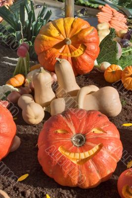 Cheerful masks from a pumpkin