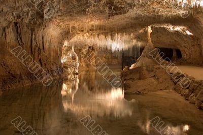 Underground lake in a grotto