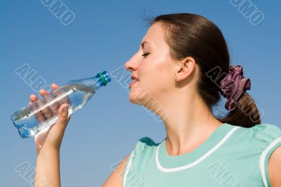 woman drinks water